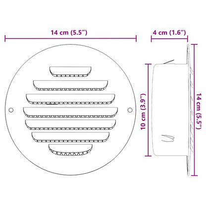 Coperture per ventilazione d'aria 4 pcs Argento 100 mm