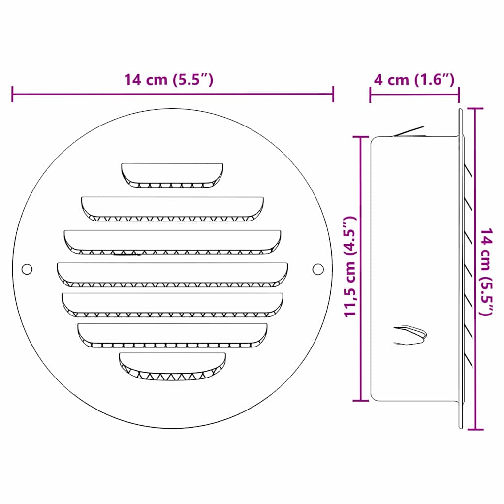 Coperture per ventilazione d'aria 4 pcs Argento 125 mm