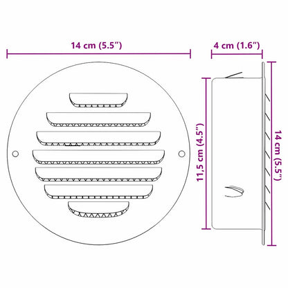 Coperture per ventilazione d'aria 4 pcs Argento 125 mm