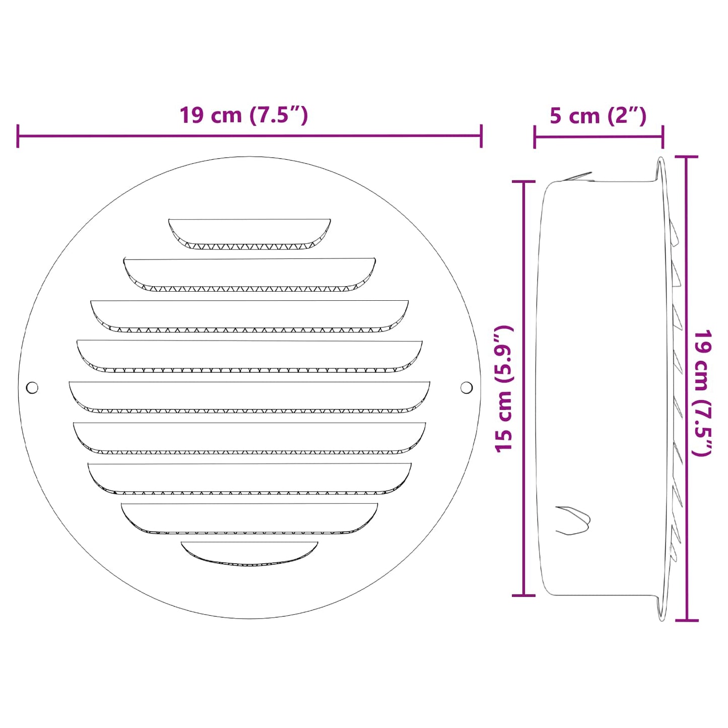 Coperture per ventilazione d'aria 4 pcs Argento 150 mm
