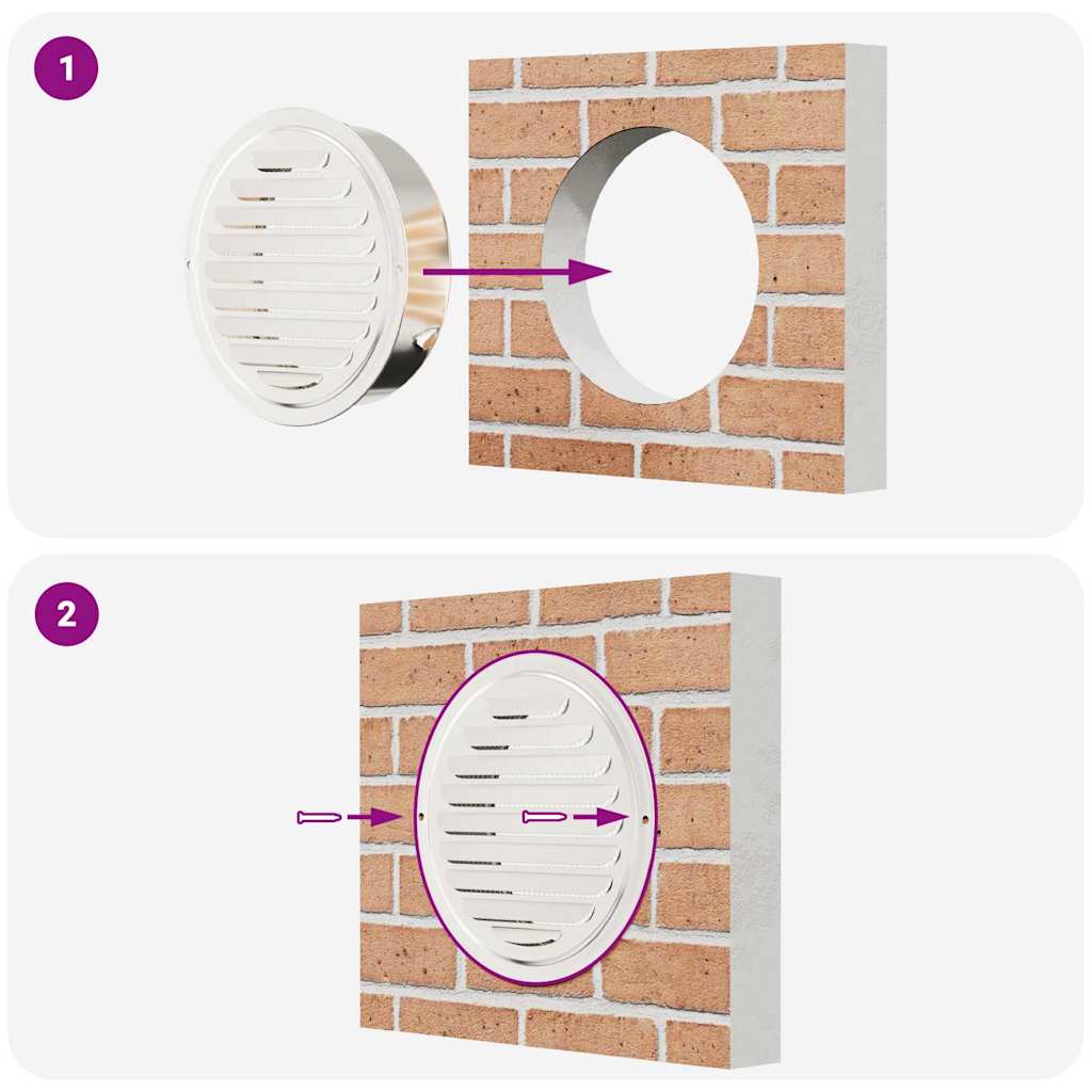 Coperture per ventilazione d'aria 4 pcs Argento 200 mm | homemem39