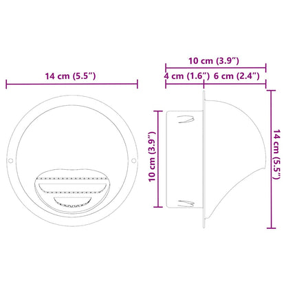 Coperture per ventilazione d'aria 2 pcs Argento 100 mm