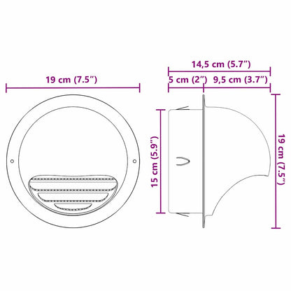 Coperture per ventilazione d'aria 2 pcs Argento 150 mm