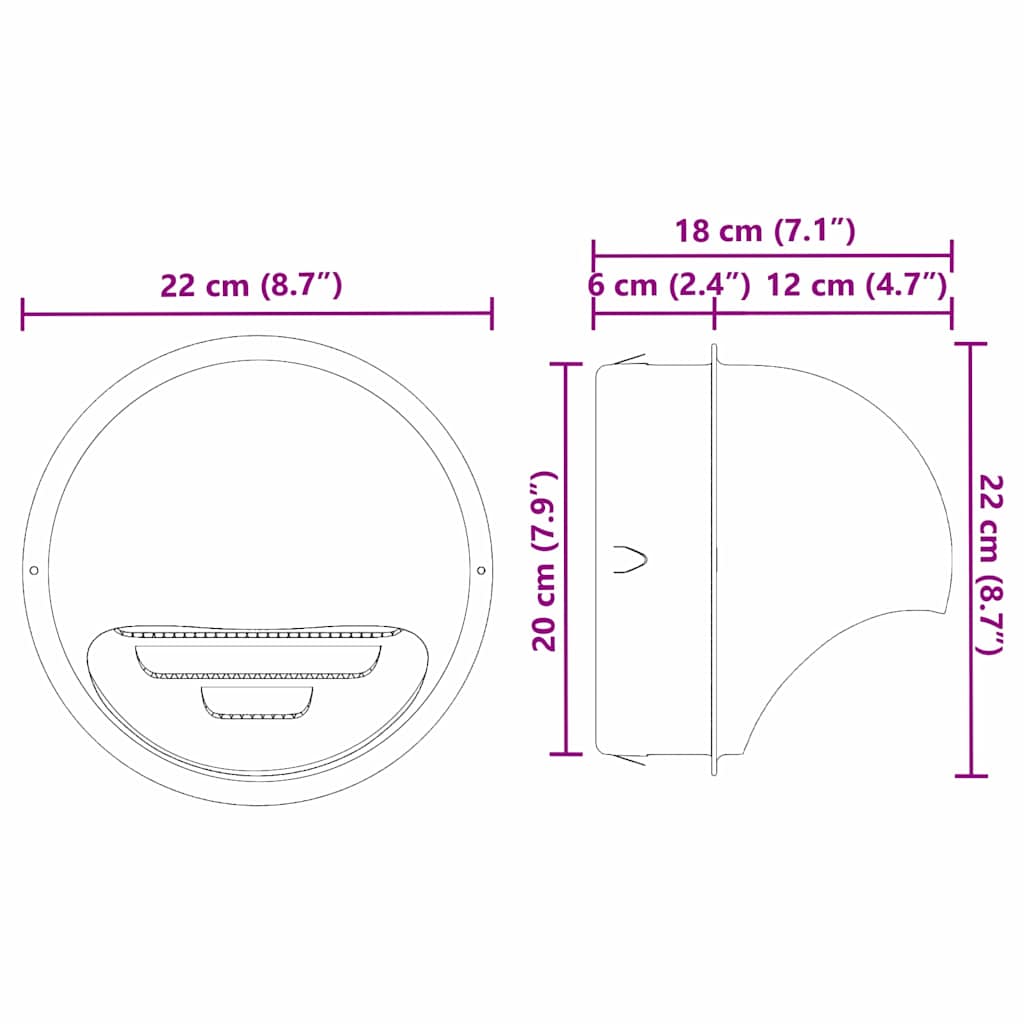 Coperture per ventilazione d'aria 8 pcs Argento 200 mm