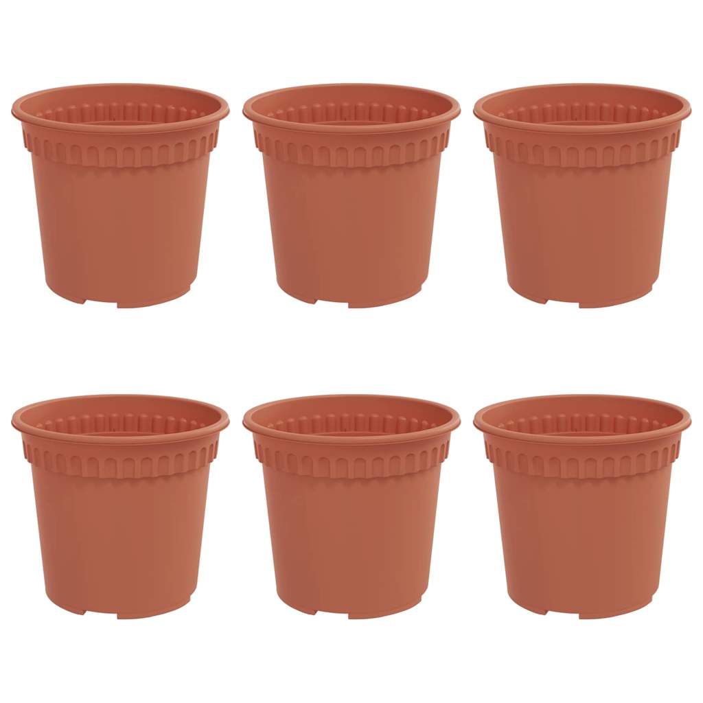 Vaso Rotondo per Fiori 6 pcs Rosso Mattone Ø 15 x 12 cm