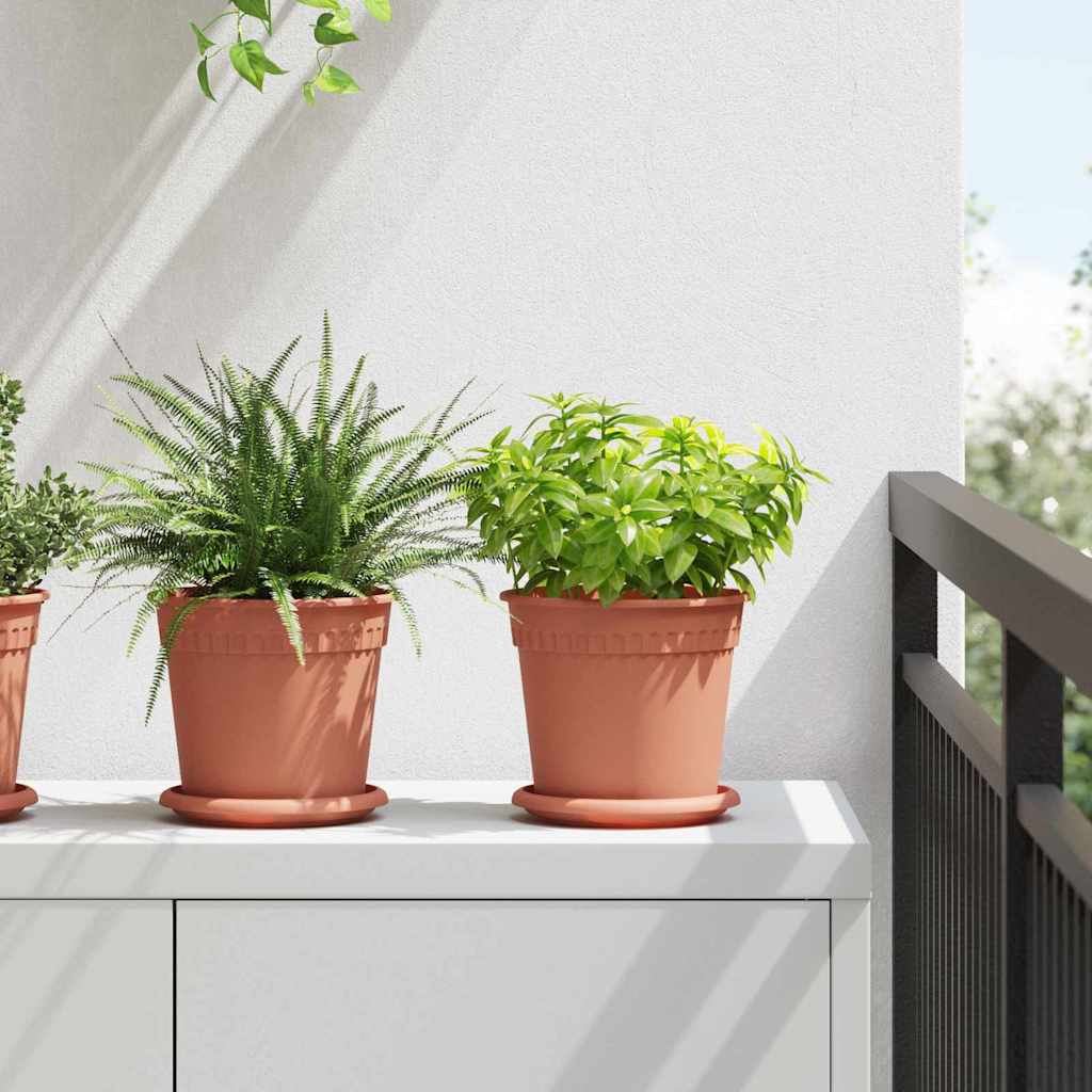 Vaso Rotondo per Fiori 6 pcs Rosso Mattone Ø 17 x 14 cm
