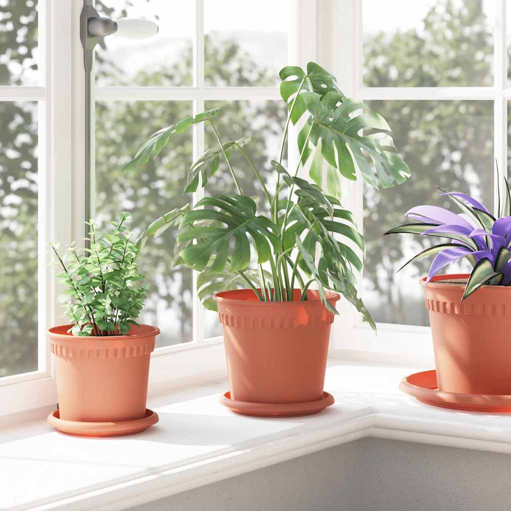 Vaso Rotondo per Fiori 6 pcs Rosso Mattone Ø 17 x 14 cm | homemem39