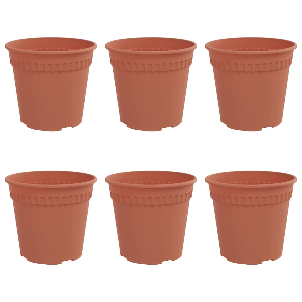 Vaso Rotondo per Fiori 6 pcs Rosso Mattone Ø 19 x 16 cm | homemem39