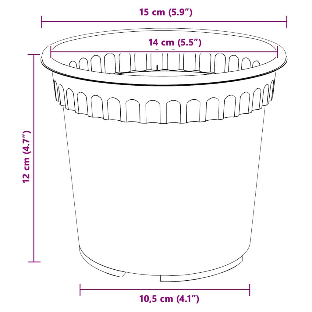 Vaso Rotondo per Fiori 6 pcs Nero Ø 15 x 12 cm Plastica | homemem39