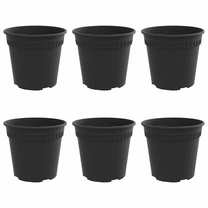 Vaso Rotondo per Fiori 6 pcs Nero Ø 17 x 14 cm Plastica