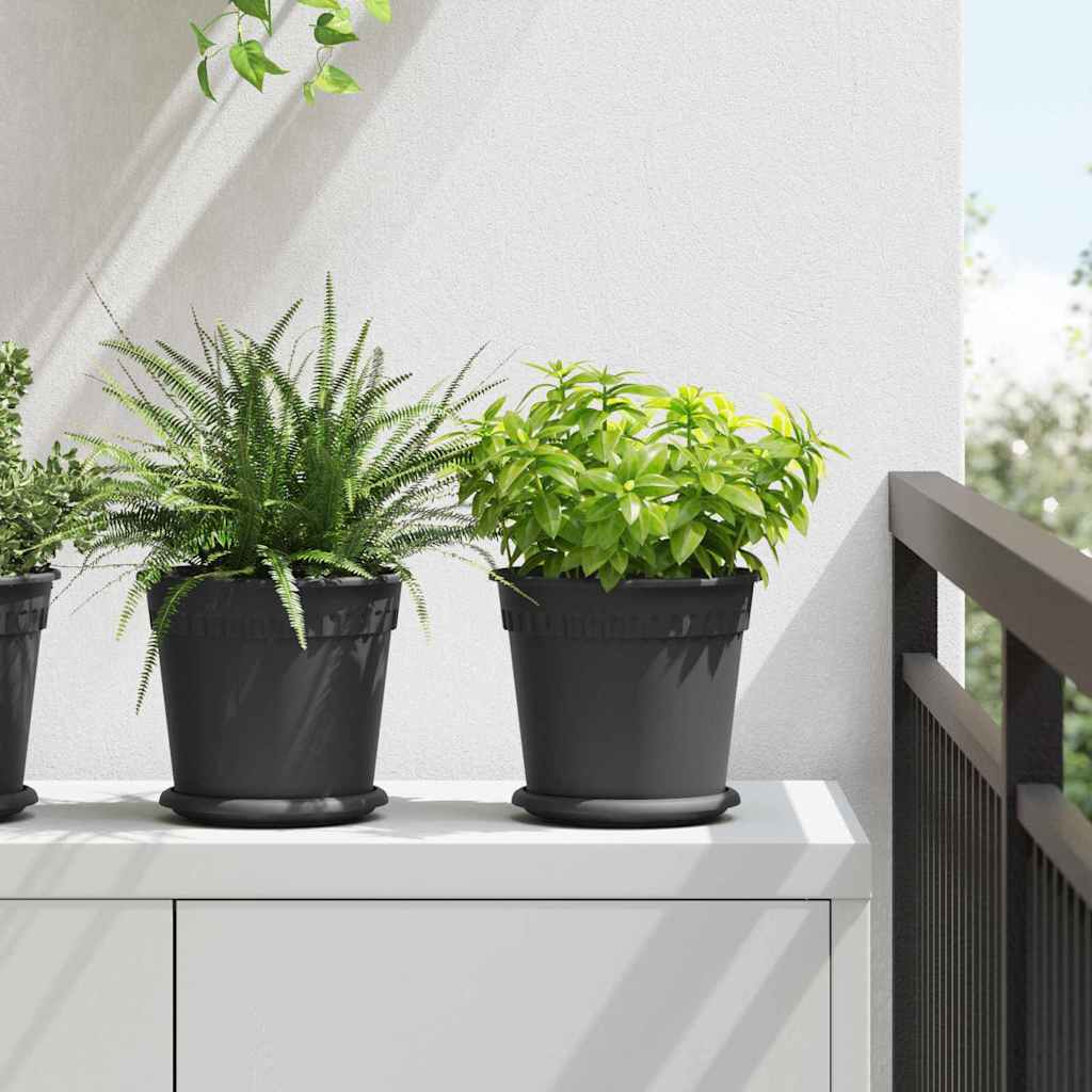 Vaso Rotondo per Fiori 6 pcs Nero Ø 19 x 16 cm Plastica | homemem39