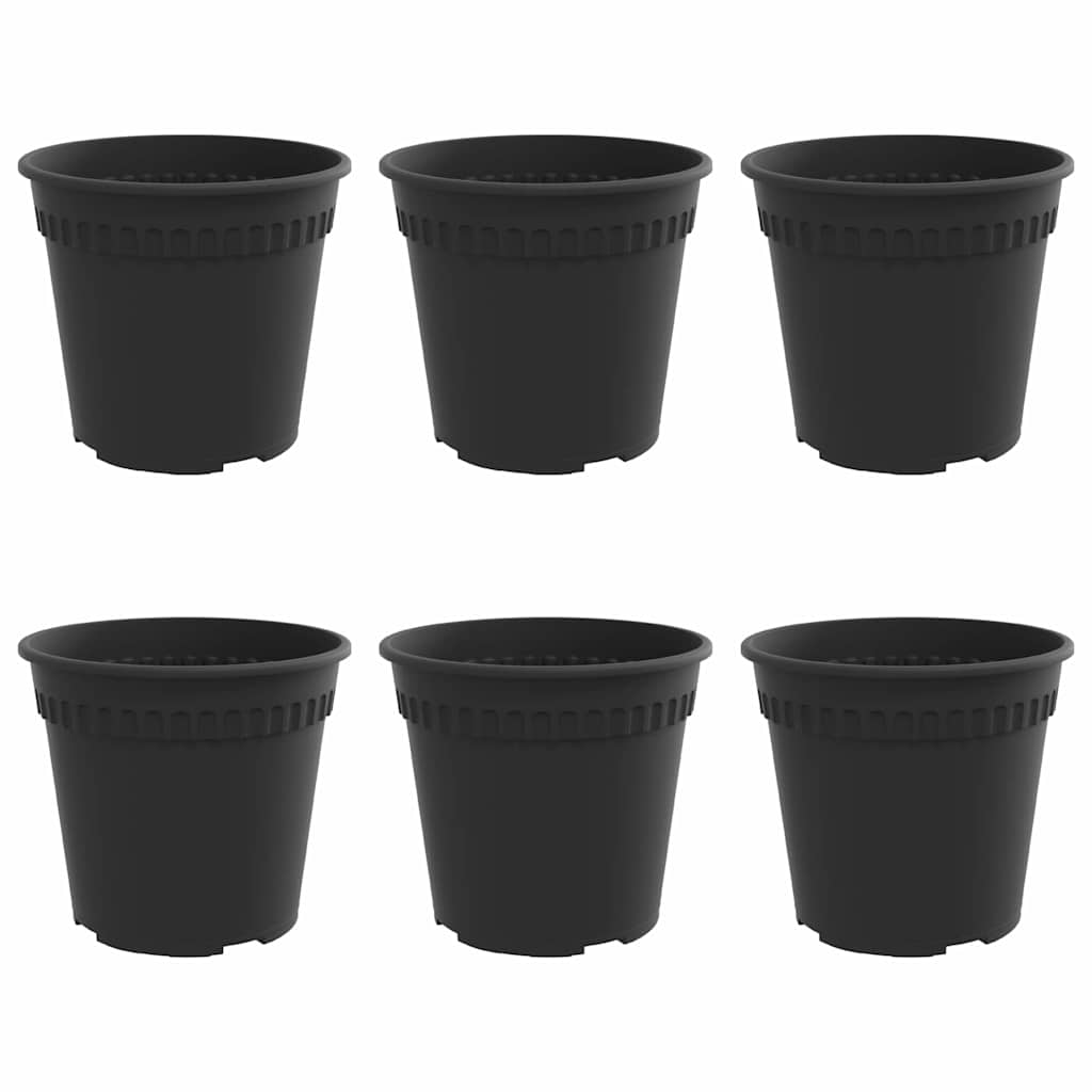 Vaso Rotondo per Fiori 6 pcs Nero Ø 19 x 16 cm Plastica | homemem39