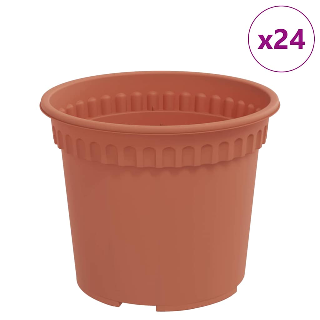 Vaso Rotondo per Fiori 24 pcs Rosso Mattone Ø 12,5 x 10 cm