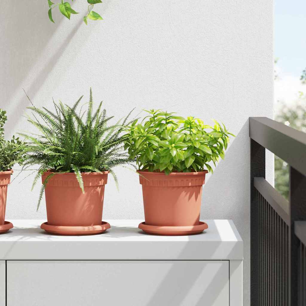 Vaso Rotondo per Fiori 24 pcs Rosso Mattone Ø 15 x 12 cm | homemem39