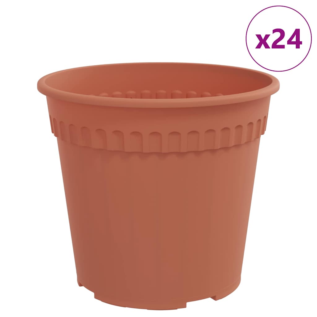 Vaso Rotondo per Fiori 24 pcs Rosso Mattone Ø 17 x 14 cm | homemem39