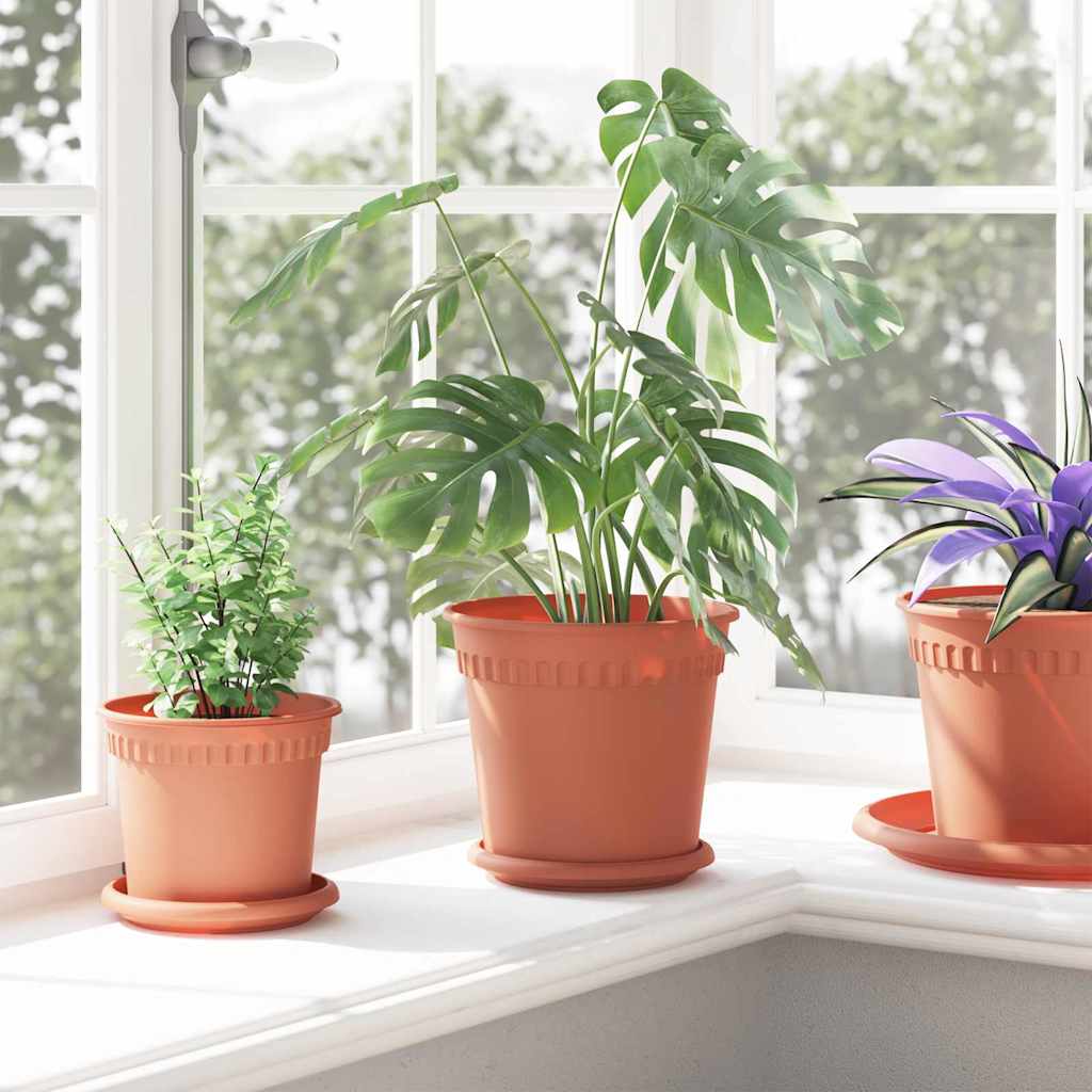 Vaso Rotondo per Fiori 24 pcs Rosso Mattone Ø 19 x 16 cm | homemem39