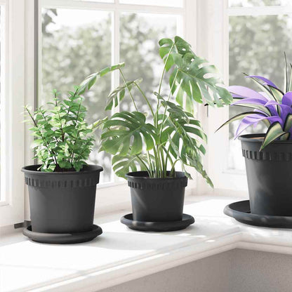 Vaso Rotondo per Fiori 24 pcs Nero Ø 12,5 x 10 cm Plastica | homemem39