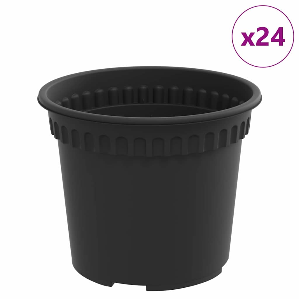 Vaso Rotondo per Fiori 24 pcs Nero Ø 12,5 x 10 cm Plastica