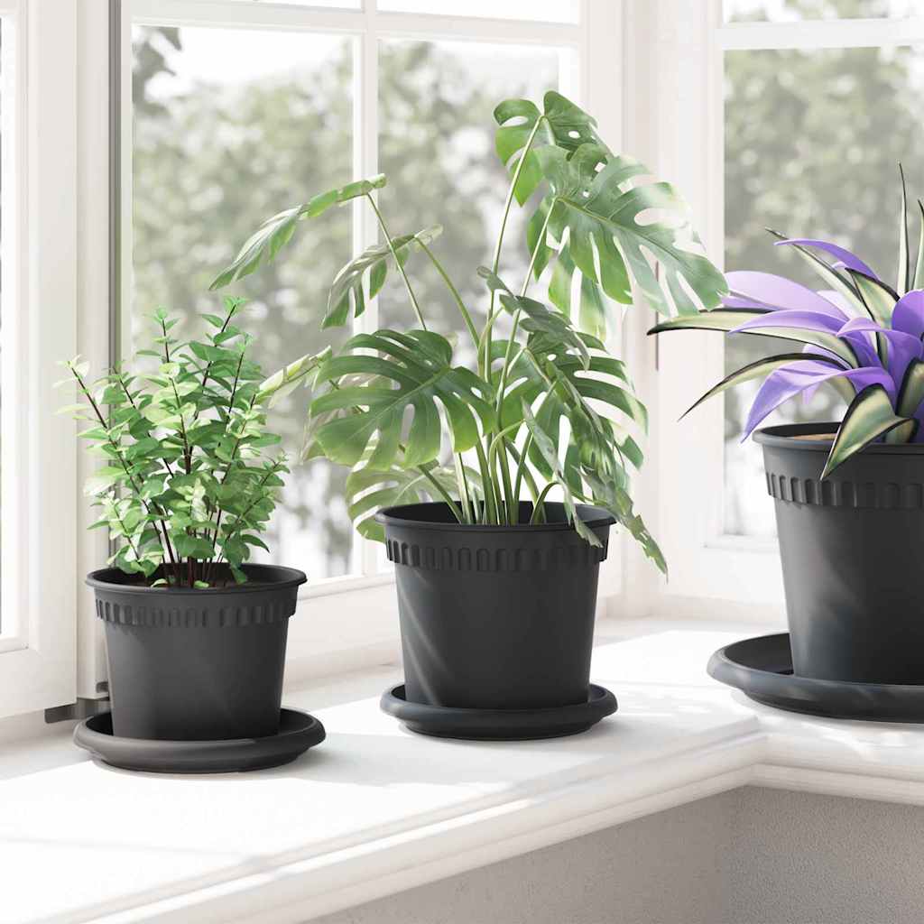 Vaso Rotondo per Fiori 24 pcs Nero Ø 15 x 12 cm Plastica | homemem39