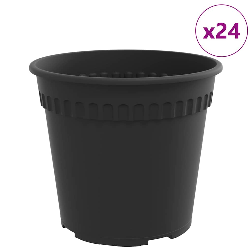 Vaso Rotondo per Fiori 24 pcs Nero Ø 19 x 16 cm Plastica | homemem39