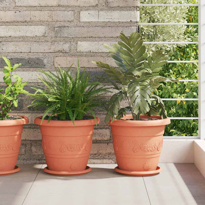 Vaso Rotondo per Fiori 6 pcs Rosso Mattone Ø 26 x 21.5 cm