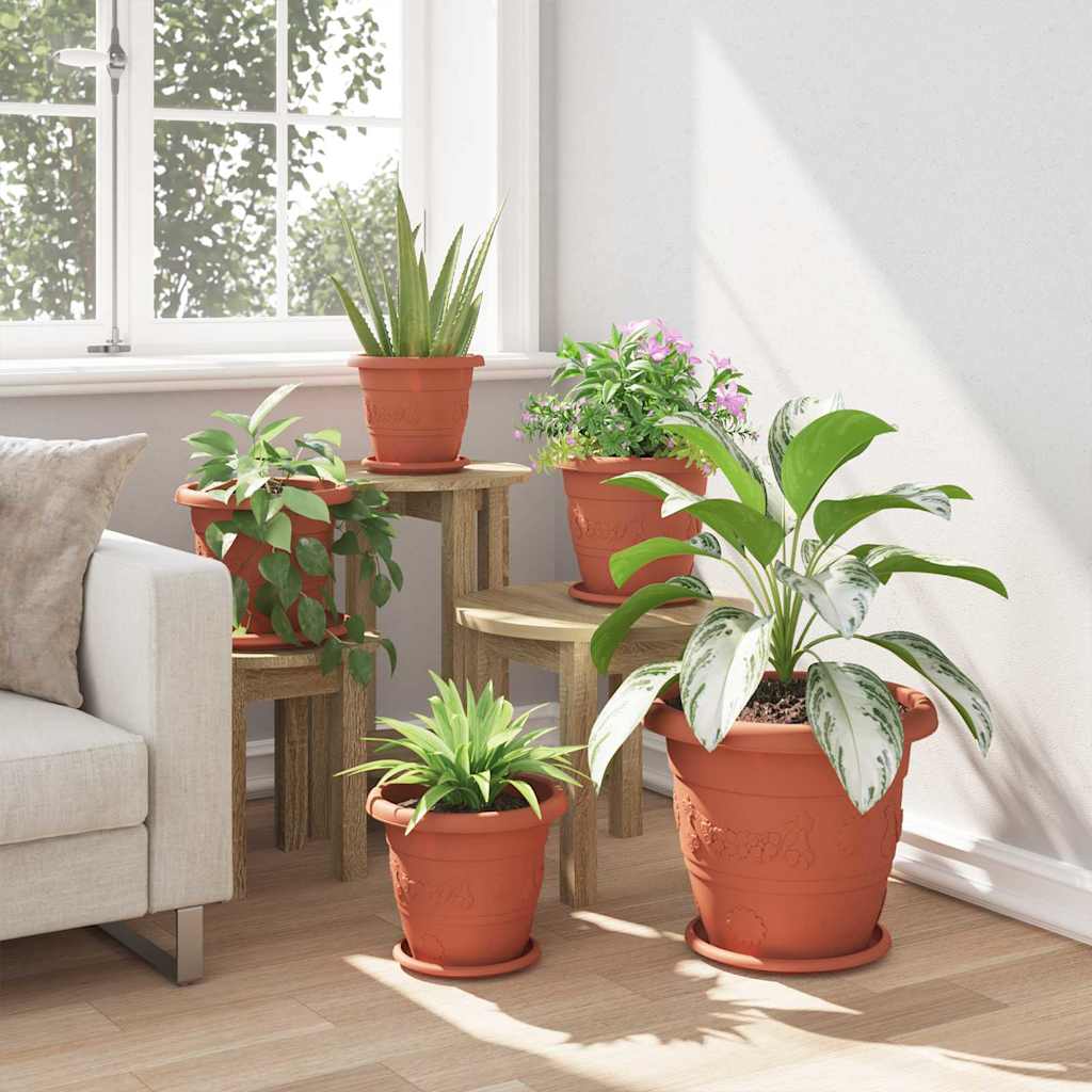 Vaso Rotondo per Fiori 6 pcs Rosso Mattone Ø 26 x 21.5 cm | homemem39
