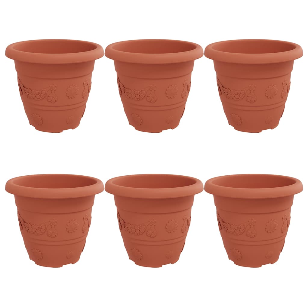 Vaso Rotondo per Fiori 6 pcs Rosso Mattone Ø 26 x 21.5 cm | homemem39