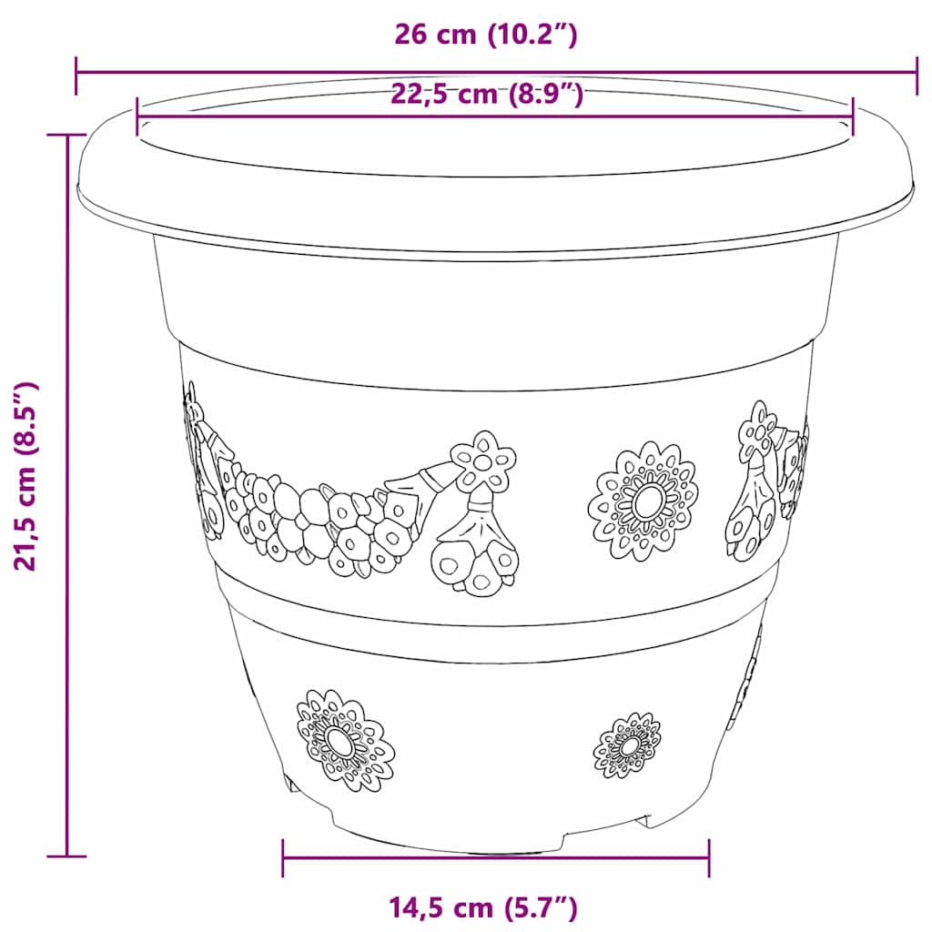Vaso Rotondo per Fiori 6 pcs Rosso Mattone Ø 26 x 21.5 cm | homemem39