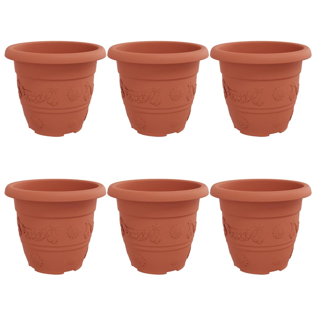 Vaso Rotondo per Fiori 6 pcs Rosso Mattone Ø 26 x 21.5 cm