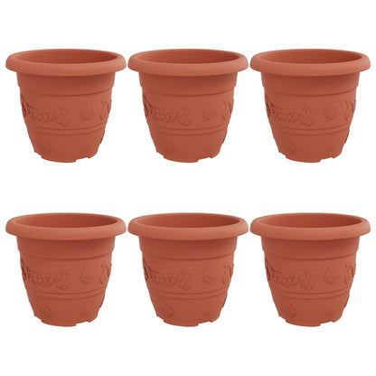 Vaso Rotondo per Fiori 6 pcs Rosso Mattone Ø 26 x 21.5 cm