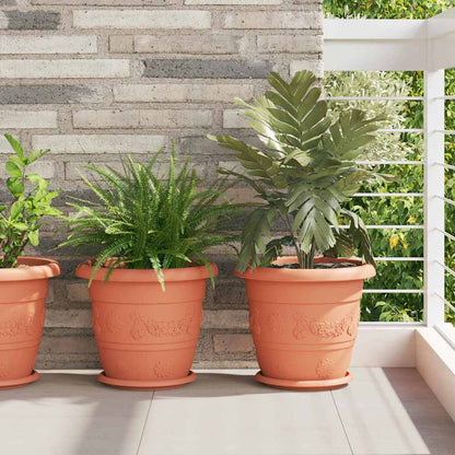 Vaso Rotondo per Fiori 6 pcs Rosso Mattone Ø 34 x 28 cm