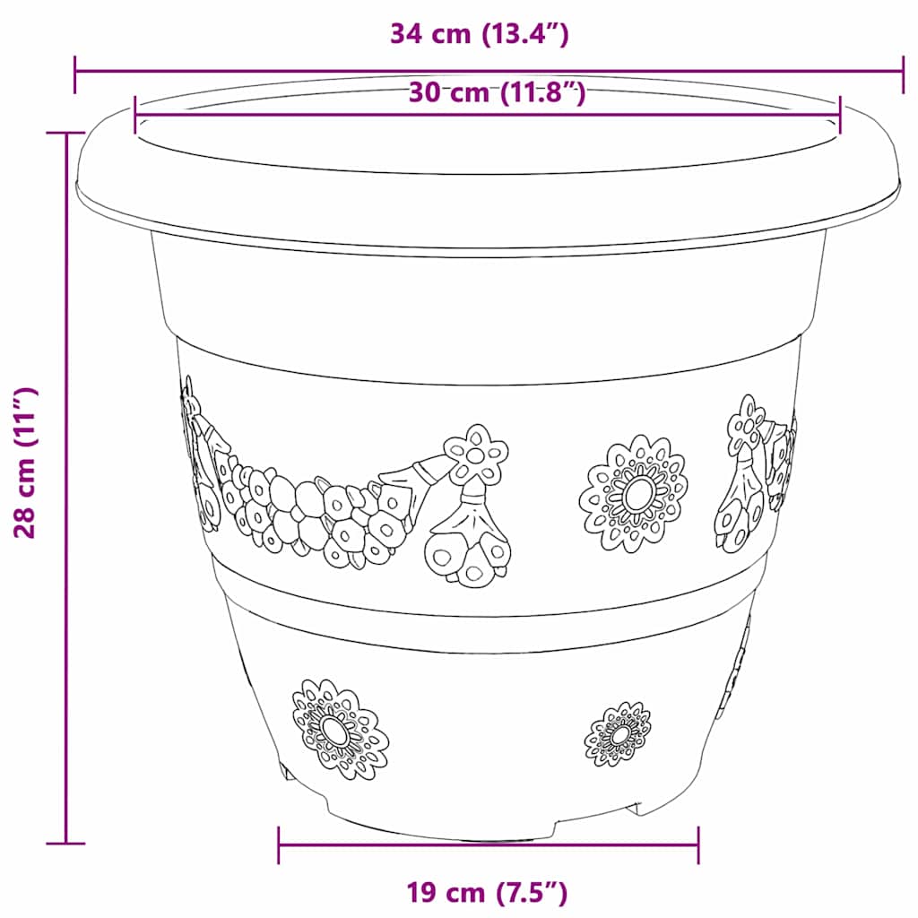 Vaso Rotondo per Fiori 6 pcs Rosso Mattone Ø 34 x 28 cm | homemem39