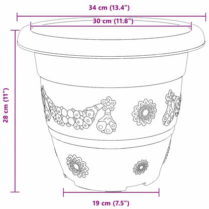 Vaso Rotondo per Fiori 6 pcs Rosso Mattone Ø 34 x 28 cm | homemem39