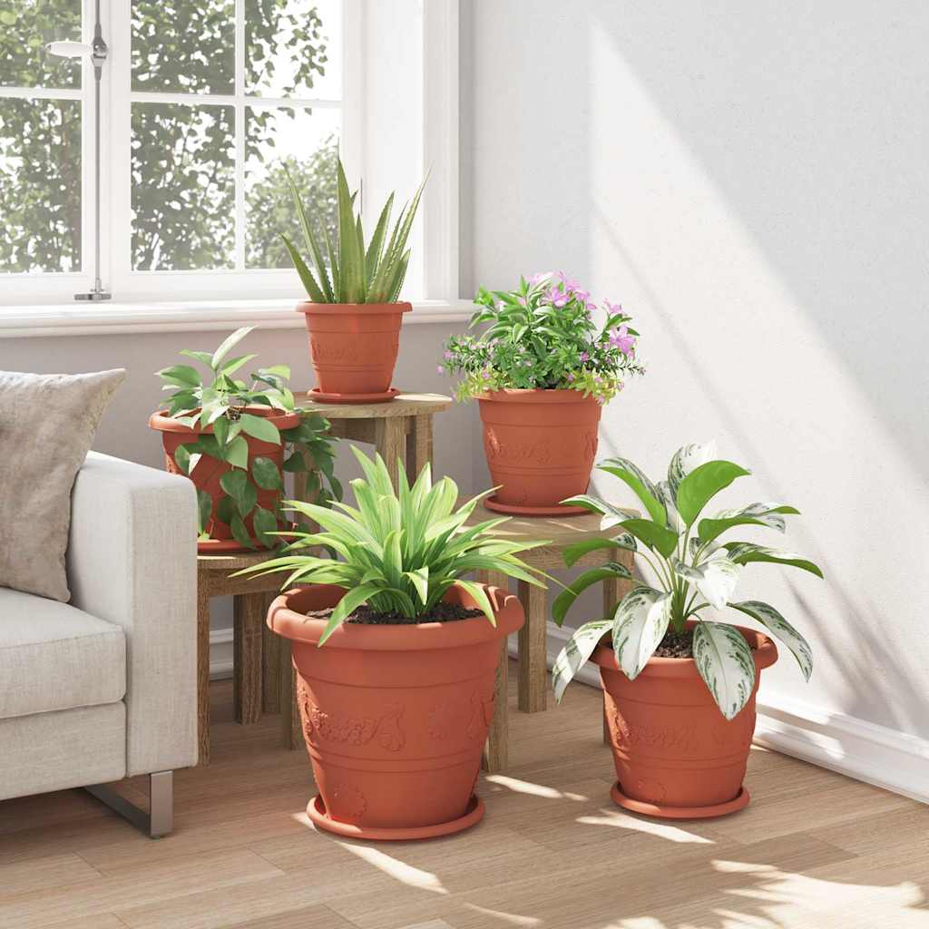 Vaso Rotondo per Fiori 6 pcs Rosso Mattone Ø 39 x 32 cm