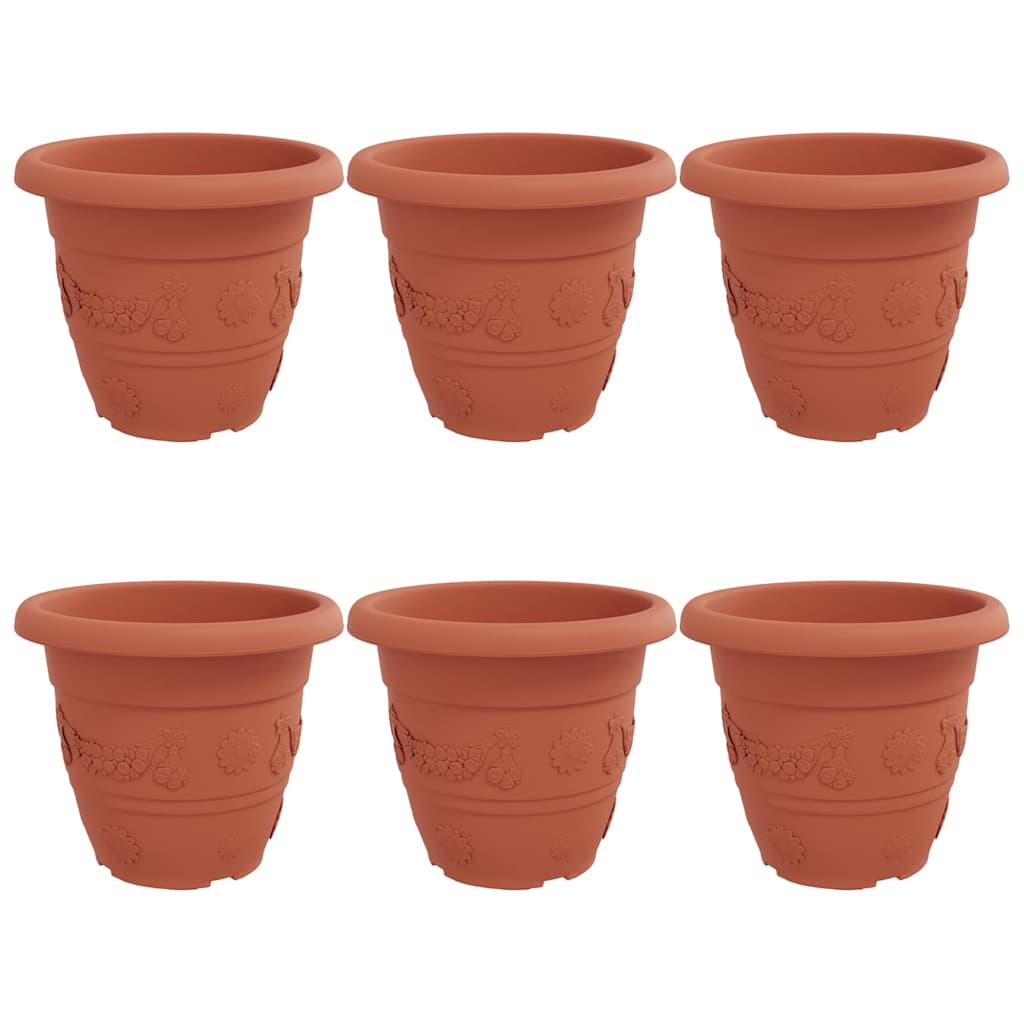 Vaso Rotondo per Fiori 6 pcs Rosso Mattone Ø 39 x 32 cm