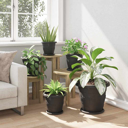 Vaso Rotondo per Fiori 6 pcs Nero Ø 26 x 21.5 cm Plastica