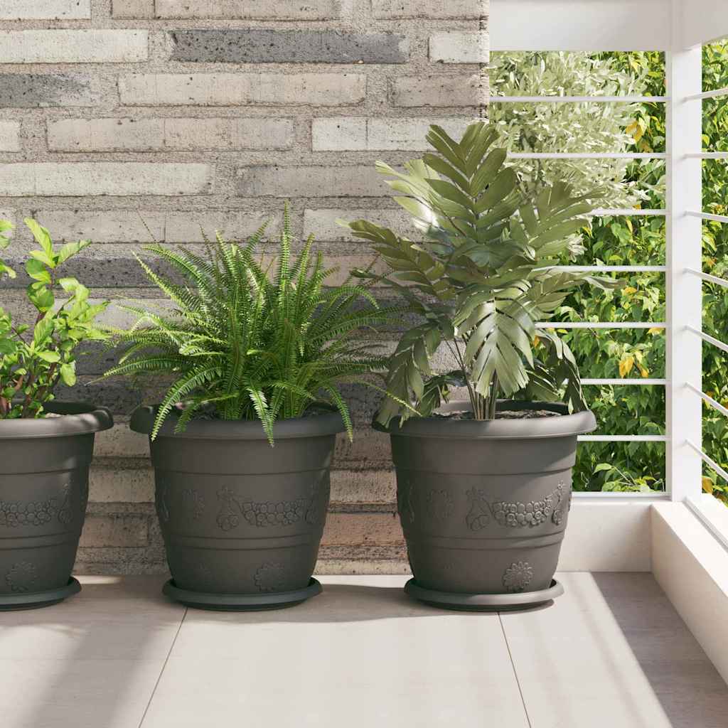 Vaso Rotondo per Fiori 6 pcs Nero Ø 30 x 25 cm Plastica | homemem39