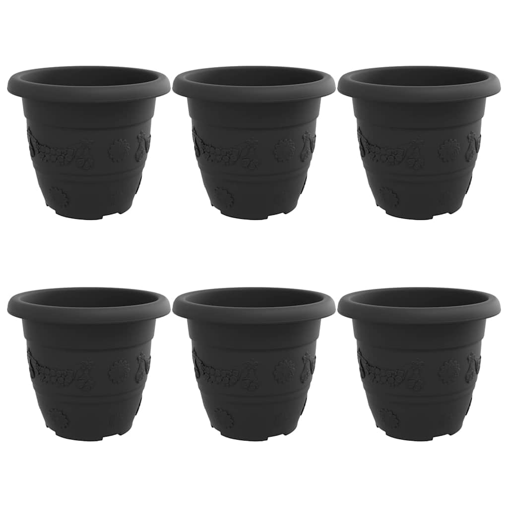 Vaso Rotondo per Fiori 6 pcs Nero Ø 30 x 25 cm Plastica | homemem39