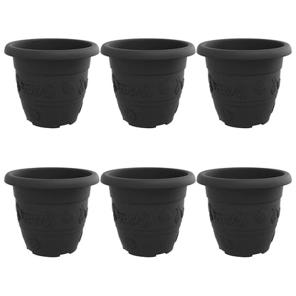 Vaso Rotondo per Fiori 6 pcs Nero Ø 30 x 25 cm Plastica | homemem39