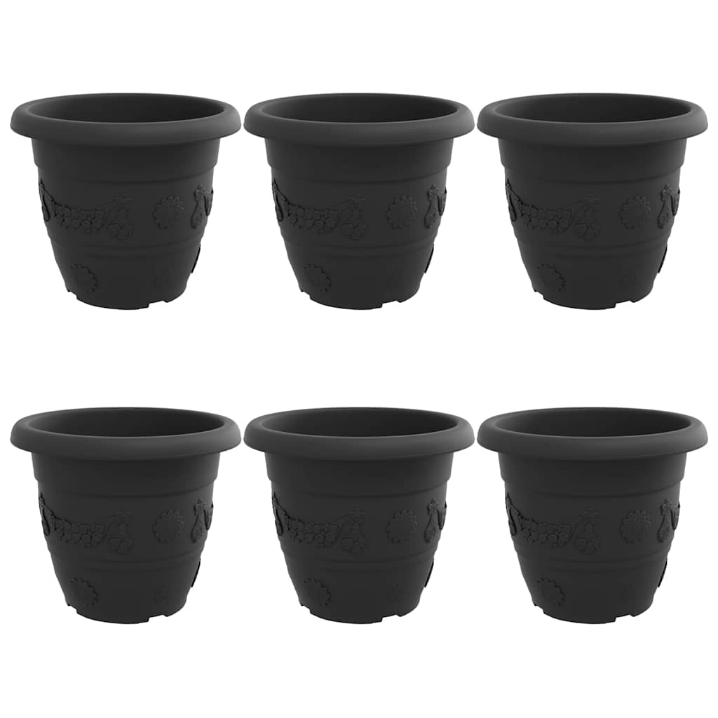 Vaso Rotondo per Fiori 6 pcs Nero Ø 34 x 28 cm Plastica | homemem39