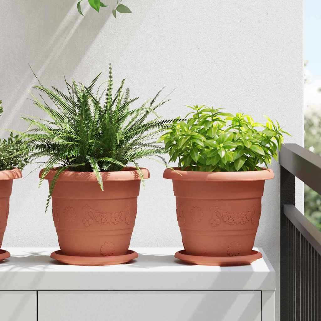 Vaso Rotondo per Fiori 24 pcs Rosso Mattone Ø 22 x 18 cm
