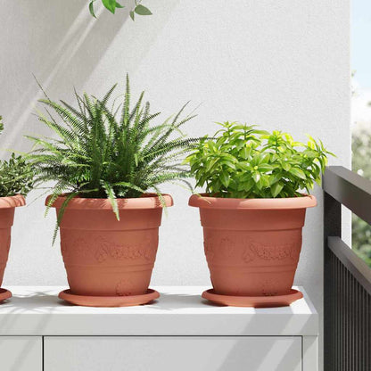 Vaso Rotondo per Fiori 24 pcs Rosso Mattone Ø 22 x 18 cm