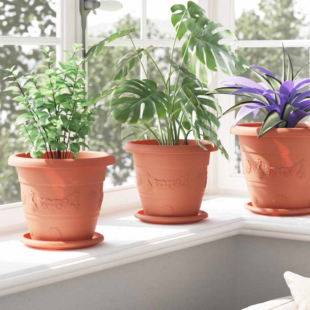 Vaso Rotondo per Fiori 24 pcs Rosso Mattone Ø 22 x 18 cm