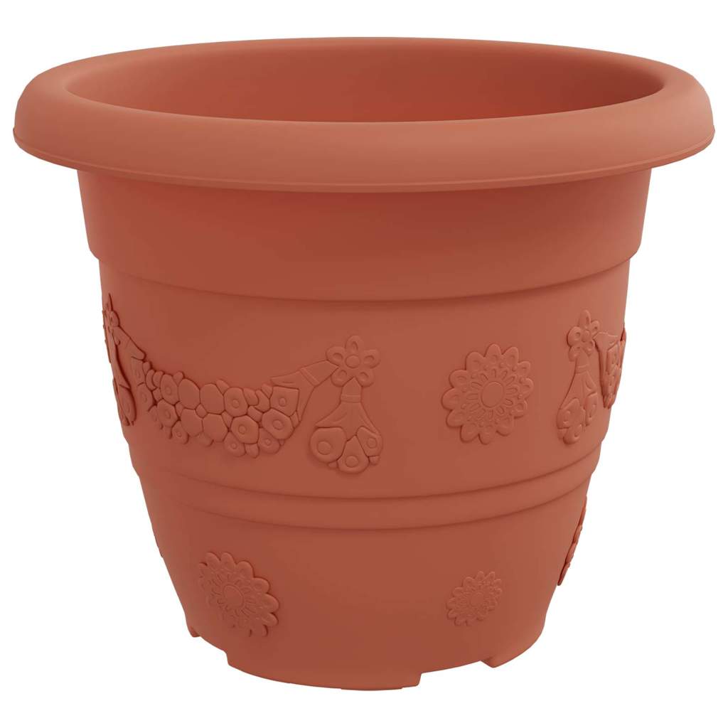 Vaso Rotondo per Fiori 24 pcs Rosso Mattone Ø 22 x 18 cm | homemem39