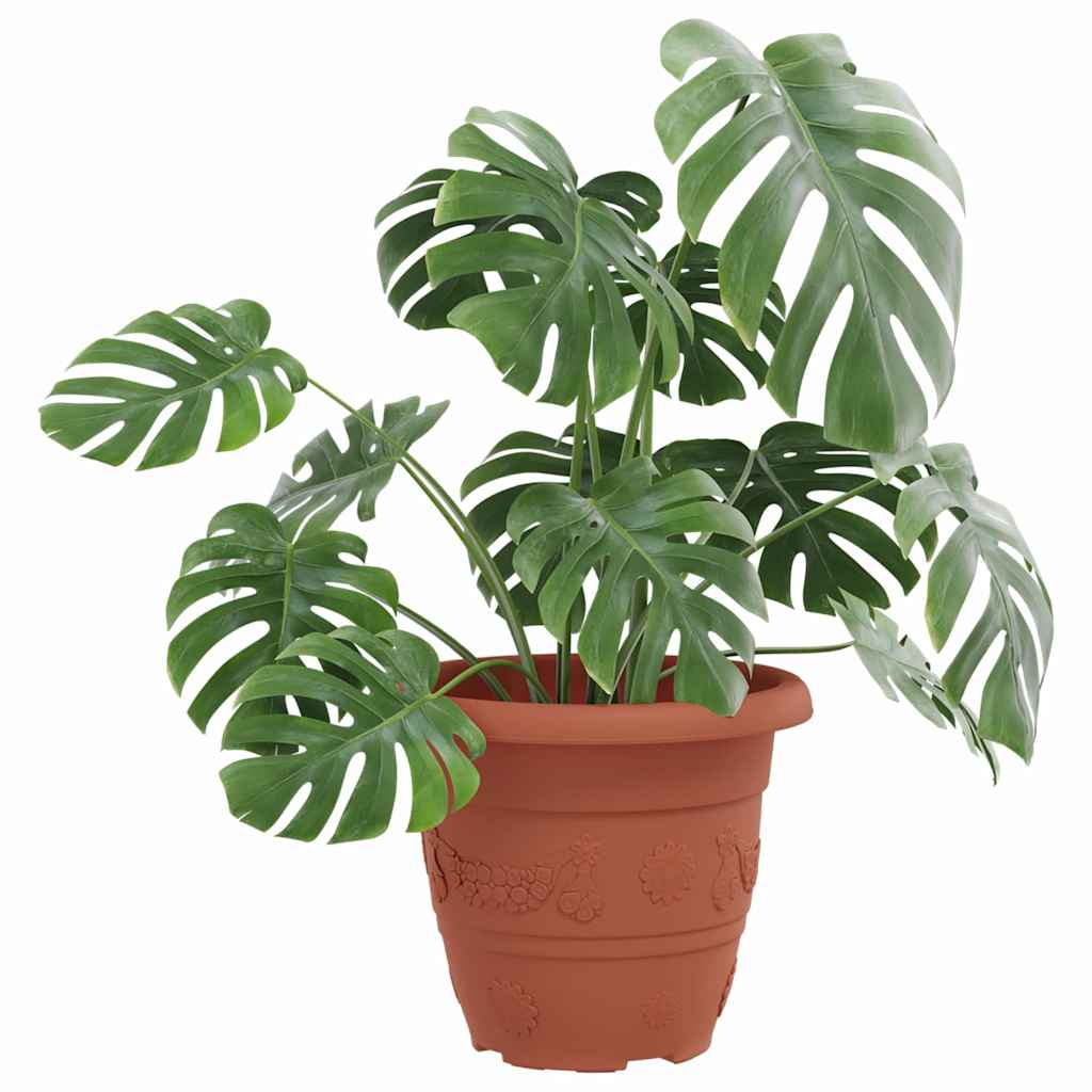 Vaso Rotondo per Fiori 24 pcs Rosso Mattone Ø 22 x 18 cm | homemem39
