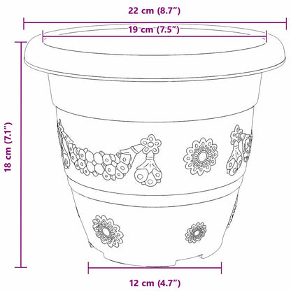 Vaso Rotondo per Fiori 24 pcs Rosso Mattone Ø 22 x 18 cm | homemem39