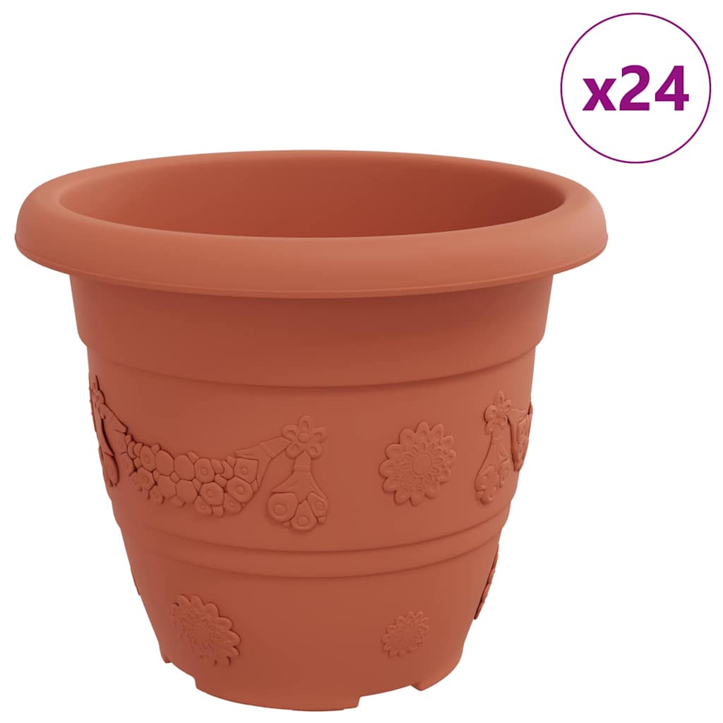 Vaso Rotondo per Fiori 24 pcs Rosso Mattone Ø 26 x 21.5 cm | homemem39