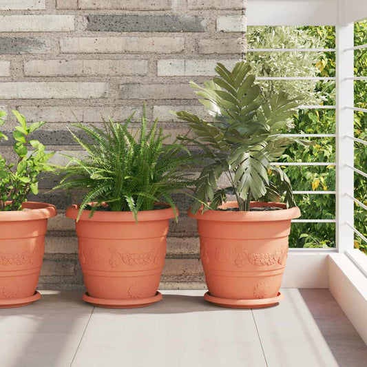 Vaso Rotondo per Fiori 24 pcs Rosso Mattone Ø 30 x 25 cm