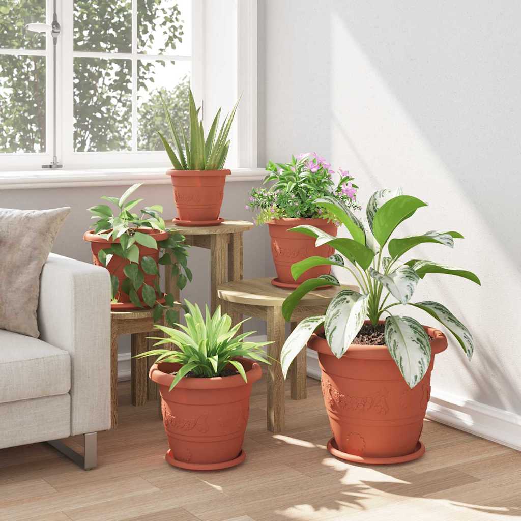 Vaso Rotondo per Fiori 24 pcs Rosso Mattone Ø 30 x 25 cm | homemem39