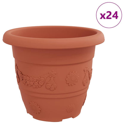 Vaso Rotondo per Fiori 24 pcs Rosso Mattone Ø 30 x 25 cm | homemem39